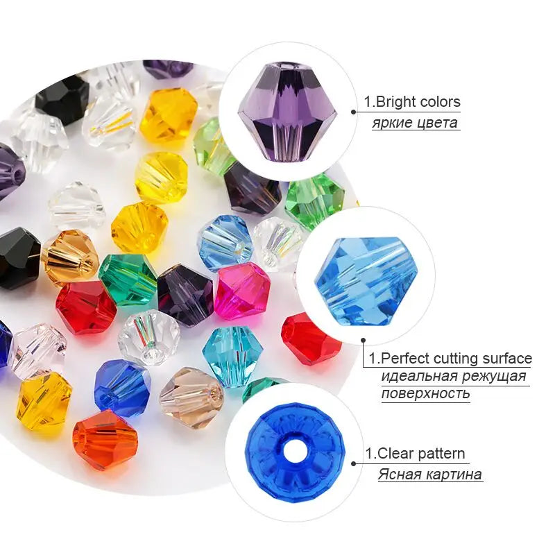 Buy 1 And Get 1 Free 4mm Shiny Crystal Beads Bicone Beads Glass Beads Loose Spacer Beads for bracelet DIY Jewelry Making 200pcs