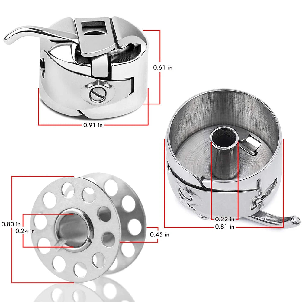 1Pc Sewing Machine Bobbin Case Bobbin Holder with 5Pcs Metal Bobbins for Home Sewing Machine DIY Needlework Sewing Accessories