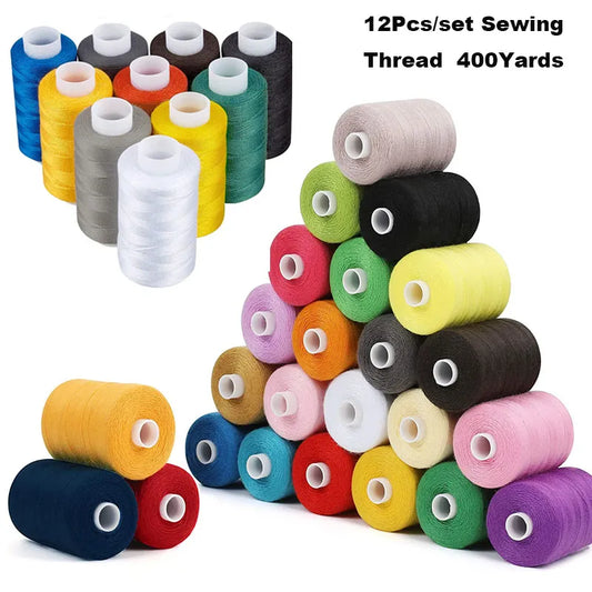 12Pcs/set Sewing Thread Polyester 400Yards Hand Sewing/Machine Sewing Embroidery thread DIY Sewing Craft Handmade Supplies