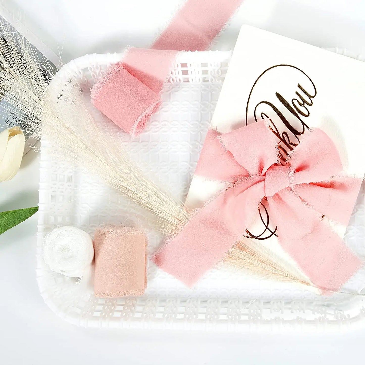 5m/Roll Frayed Silk Ribbon Edged Wrinkle Chiffon Handmade Ripped Wedding Party Flower Bouquet Gift Packing Decorations DIY Craft