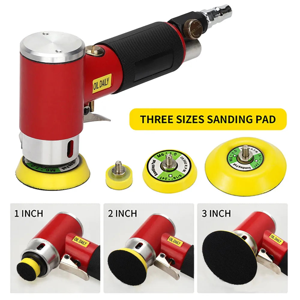 New Orbit Air Sander Mini Pneumatic  1"/2"/3"  Grinding Machine set for Car Polishing High Speed Air Powered  Polisher air tool