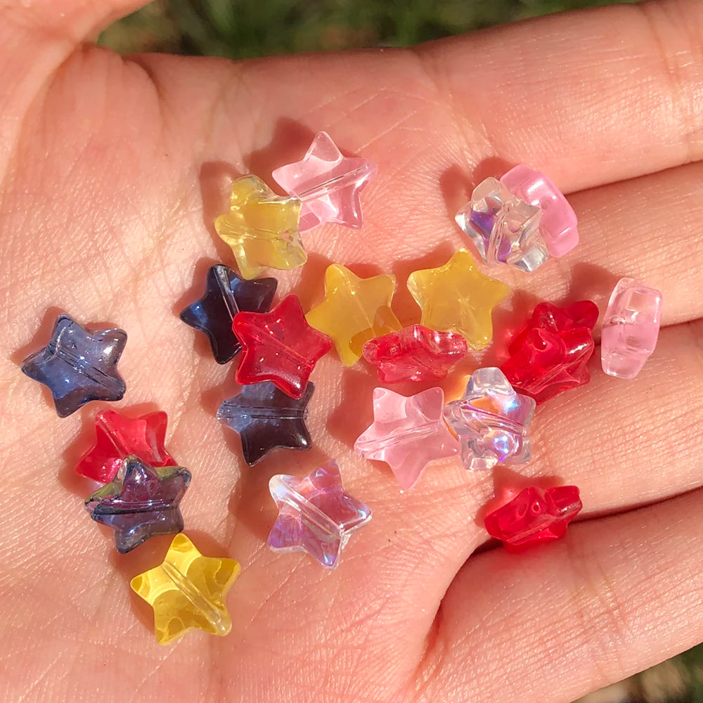 20PC/lot 8mm AB Color Star Beads Czech Glass Loose Spacer Beads for Jewelry Making Hairpin Handmade Diy Accessories