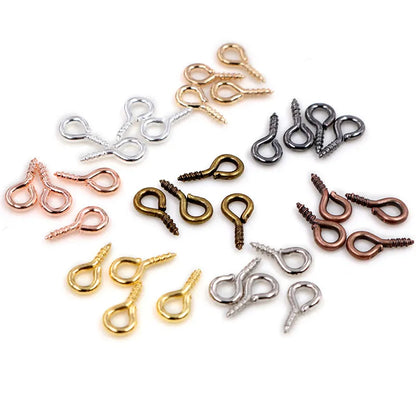 200pcs Small Tiny Mini Eye Pins Eyepins Hooks Eyelets Screw Threaded Stainless Steel Clasps Hook Jewelry Findings For Making DIY