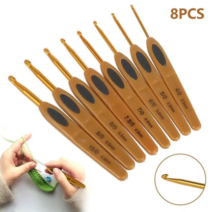 8Pcs Colorful Mix Size 2.5mm-6mm Crochet Hook Knit Weave Yarn Craft Knitting Needle Plastic Handle Knitting Hooks Needles Tools