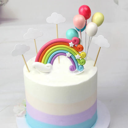 WEIGAO Rainbow Cake Toppers Unicorn Cloud Egg Balloon Cake Flags Decor Kids Birthday Party Cupcake Topper Wedding Unicorn Party