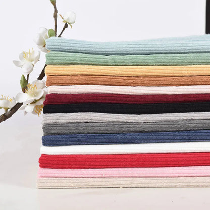 50cm*150cm Thin Cotton Spandex Rib Fabric For Summer T-Shirt And Tops Stretchy Jersey Cuff Fabric No Cut for More