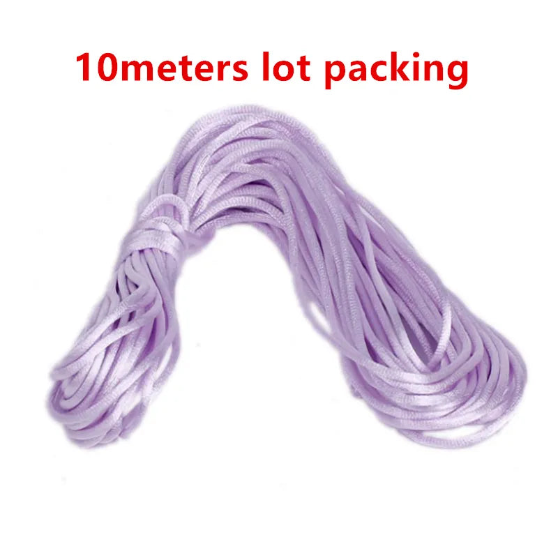 2MM Braided Macrame Silk Macrame Cord Rope Thread Wire DIY Chinese Knot Satin Bracelets Making Findings Beading 10-225Meters