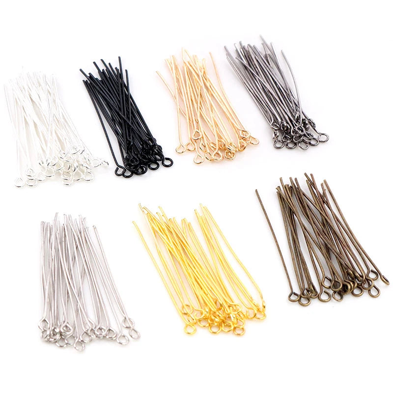 30/35mm 200pcs/Lot Flat Head/Ball Head/Eye Head Pins Metal Headpins For Jewelry Findings Making DIY Supplies