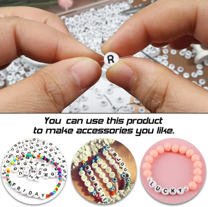 100/200pcs Mixed Color Letter Acrylic Beads Round Flat Alphabet Loose Spacer Beads For Jewelry Making Handmade Diy Bracelet Accessories