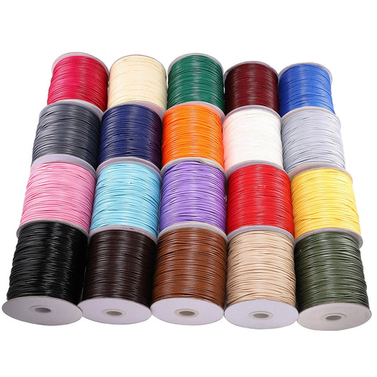 1.0/1.5/2.0mm 10m/lot 26 Color Leather Line Waxed Cord Cotton Thread String Strap Necklace Rope For Jewelry Making DIY Bracelet Supplies