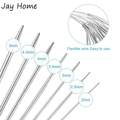 7PCS 32 Inch Stainless Steel Circular Knitting Needles Sets Round Metal Knitting Needles with Loop Weaving Needles for Sweaters