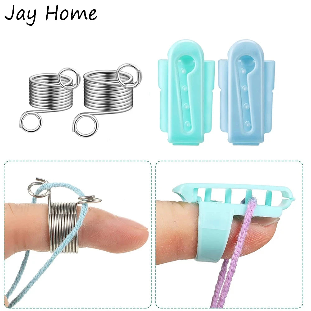 Yarn Guide Finger Holder Set Yarn Guide Separated Yarns Tools Metal Knitting Thimble for Crochet Knitting Crafting Accessories