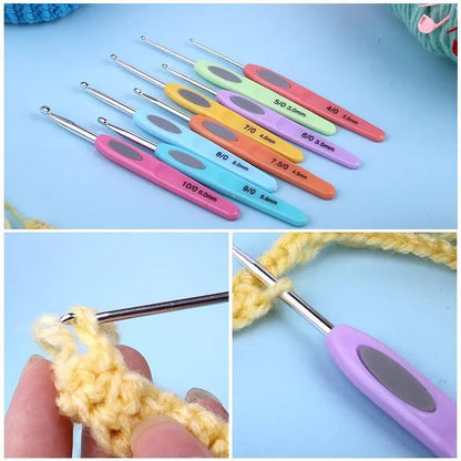 8Pcs Colorful Mix Size 2.5mm-6mm Crochet Hook Knit Weave Yarn Craft Knitting Needle Plastic Handle Knitting Hooks Needles Tools