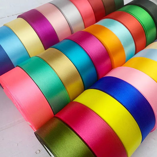 6/10mm 25 Yards/Roll Satin Ribbons For Crafts Bow Handmade Gift Wrapping Christmas Wedding Decorative Ribbon