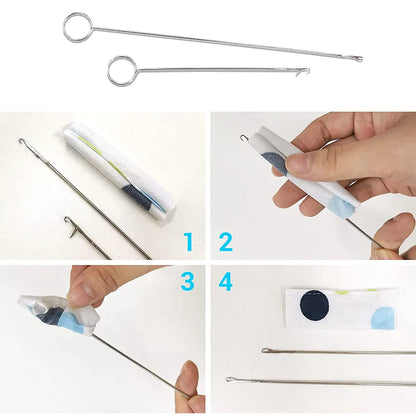 Flexible Drawstring Threader Sewing Threader Tool Sewing Loop Turner Hook Metal Tweezers Flat Plastic Threader DIY Sewing Tools