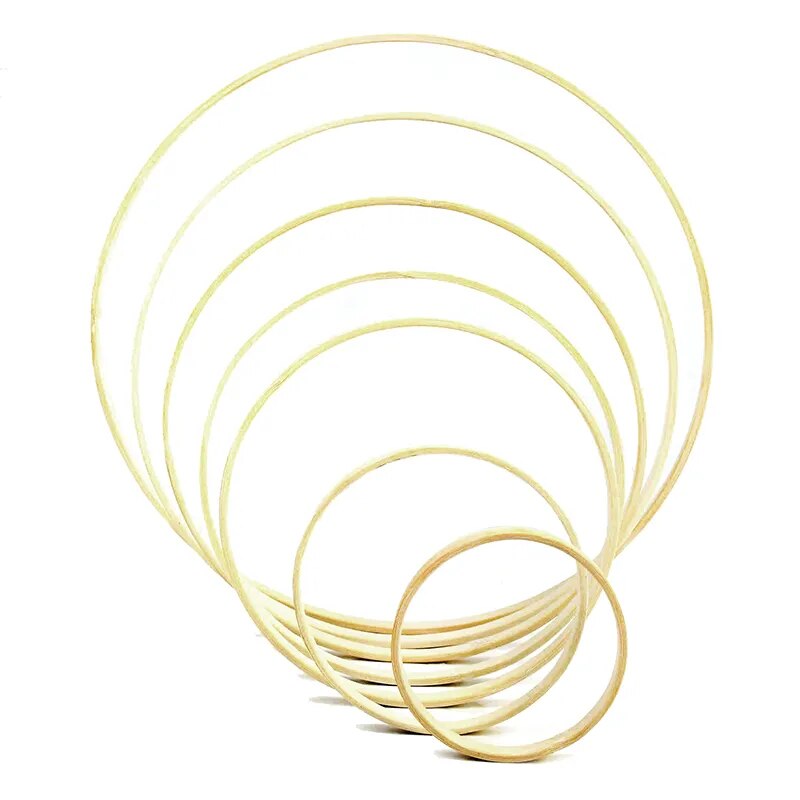 5Pcs 9/12/17/19/22/26/30cm Wooden Bamboo Hoop Frame