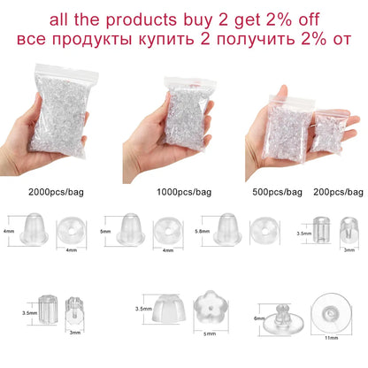 200/500pcs Soft Silicone Rubber Earring Back Stoppers for Stud Earrings DIY Earring Findings Accessories Bullet Tube Ear Plugs