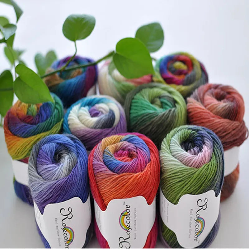 100% Wool Yarn Rainbow Color for Hand Knitting Crochet Plush Thickness Lanas Thread DIY Soft Scarf Shawl Sweater Freeshipping