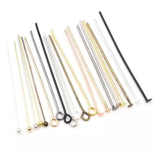 30/35mm 200pcs/Lot Flat Head/Ball Head/Eye Head Pins Metal Headpins For Jewelry Findings Making DIY Supplies