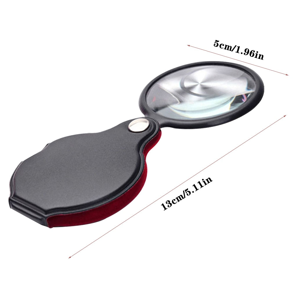 Foldable Pocket Magnifier 50mm Magnifying Glass Loupe