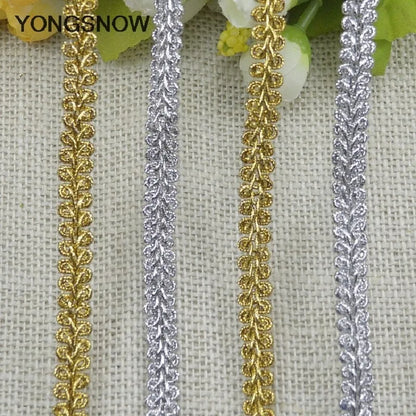 5m Gold Silver Lace Trim Ribbon Curve Lace Fabric Sewing Centipede Braided Lace Wedding Craft DIY Clothes Accessories Decoration