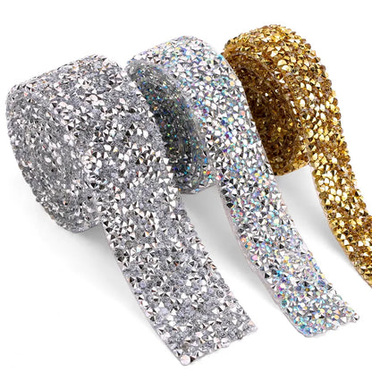 1 Yard Sewing Trim Crystal Motif Strass Hot Fix Rhinestone Tape Applicator Ribbon With Rhinestones Iron On Appliques For Dresses