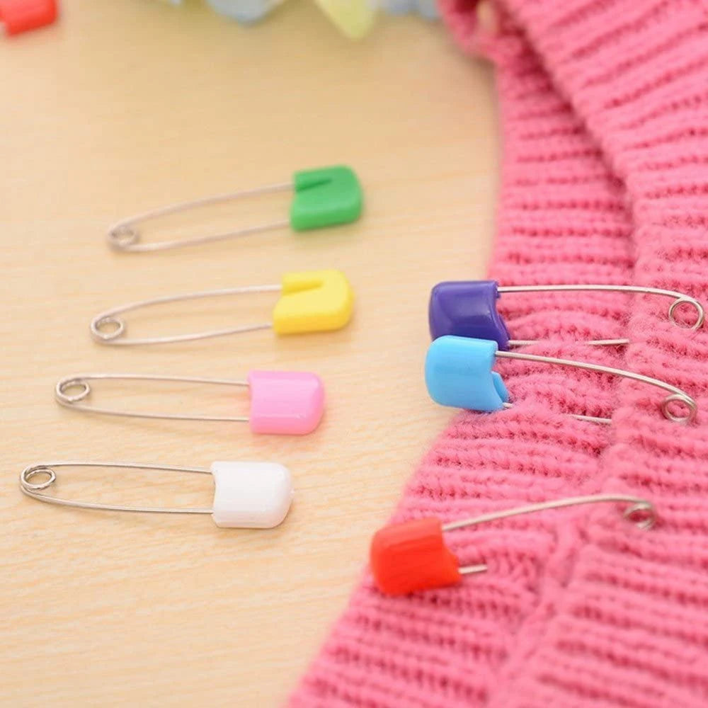 10-50Pcs Colorful Plastic Head Locking Safety Pins DIY Craft Pins Sewing Stitching Needle Pins