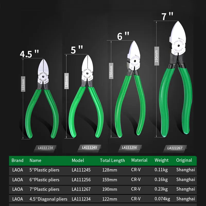 LAOA CR-V Plastic pliers 4.5/5/6/7inch Jewelry Electrical Wire Cable Cutters Cutting Side Snips Hand Tools Electrician tool