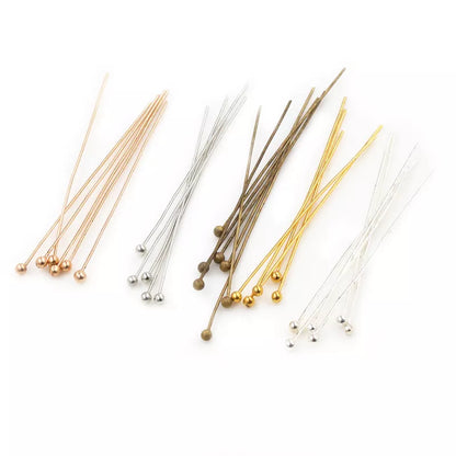 30/35mm 200pcs/Lot Flat Head/Ball Head/Eye Head Pins Metal Headpins For Jewelry Findings Making DIY Supplies