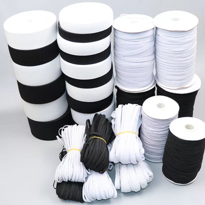 5 meters 3/6/9/12/15/25/30/35/40MM White/black Nylon Highest Elastic Bands Garment Trousers Sewing Accessories DIY