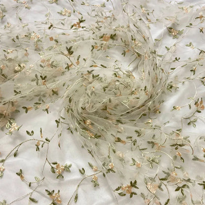 Soft Small Floral Embroidered Mesh Tulle Lace Fabric for Clothing Wedding Dress Shirts Home Decoration Fabric