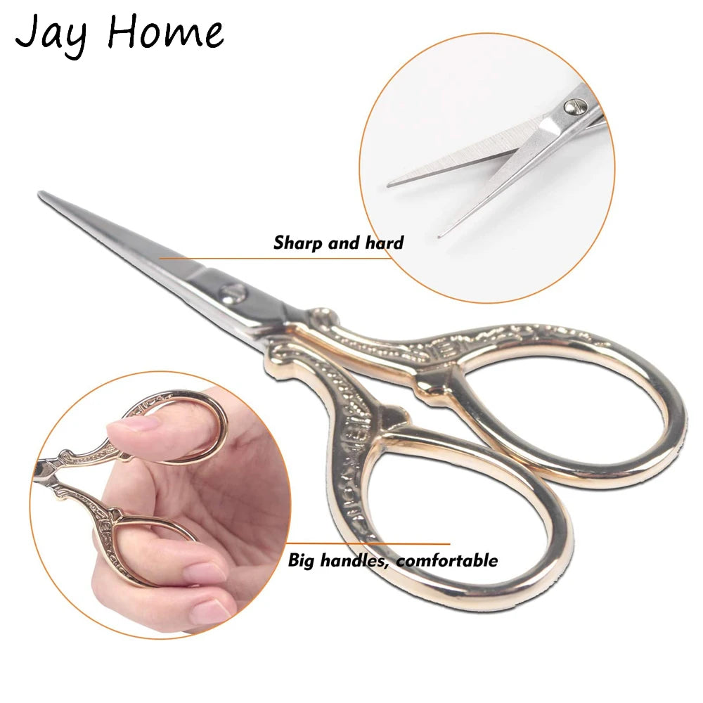 Sewing Embroidery Scissors with 1PC Artificial Leather Cover 3.6 Inch Stainless Steel Embroidery Scissors for Sewing Handicraft