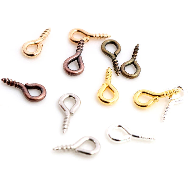 200pcs Small Tiny Mini Eye Pins Eyepins Hooks Eyelets Screw Threaded Stainless Steel Clasps Hook Jewelry Findings For Making DIY