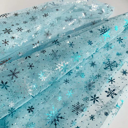 150*100cm Snowflake Tulle Rainbow Silver Snow Star DIY Handmade Fabric for Baby Dress Wedding Birthday Bouquet Supplies