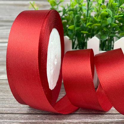 6/10mm 25 Yards/Roll Satin Ribbons For Crafts Bow Handmade Gift Wrapping Christmas Wedding Decorative Ribbon