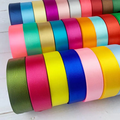 6/10mm 25 Yards/Roll Satin Ribbons For Crafts Bow Handmade Gift Wrapping Christmas Wedding Decorative Ribbon