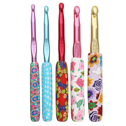 5 Pcs Colorful Ceramic Handle Alumina Crochet Hooks Knitting Needles Set Sewing Crochet for Weave Sewing Needles Handmade Tool