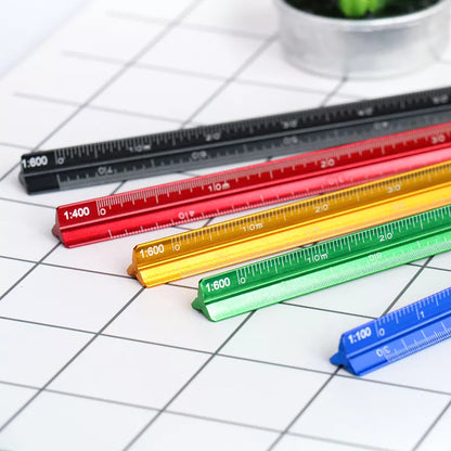 TUTU high quality colorful 15cm aluminum triangular scale ruler aluminum 1:20 - 1:600 alloy metal scale