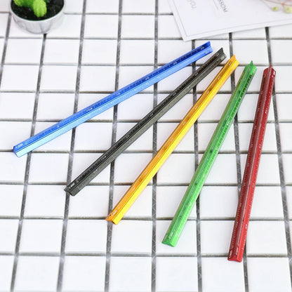 TUTU high quality colorful 15cm aluminum triangular scale ruler aluminum 1:20 - 1:600 alloy metal scale