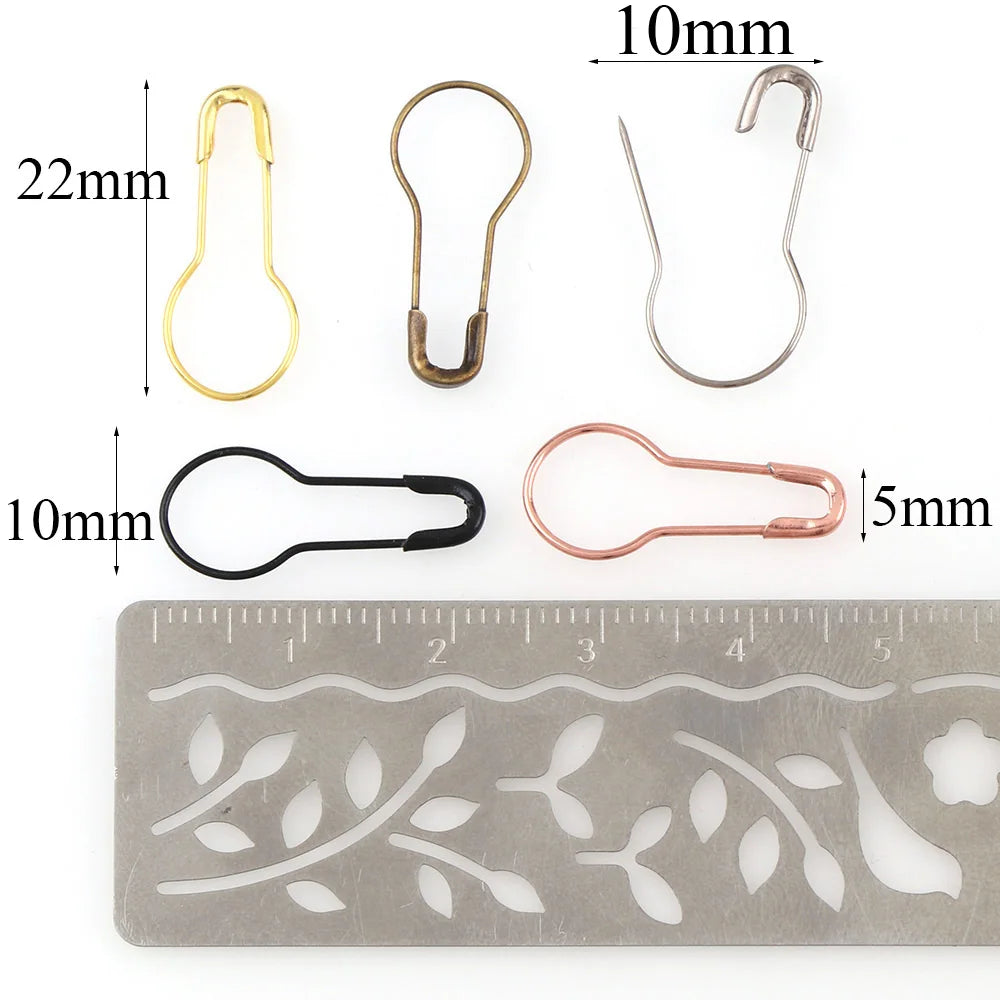 100Pcs Metal Pins Calabash Gourd Pear Shape Safety Metal Clips Knitting Stitch Marker Tag Hangtag Pins Fastener Craft DIY