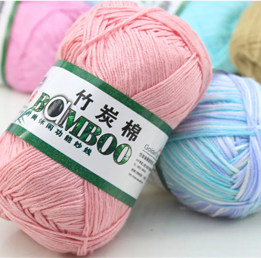 1 Ball 50g 145 Meters High Quality Soft Smooth Natural Bamboo Cotton Hand Woven Yarn Baby Cotton Crochet Knitted Fabric