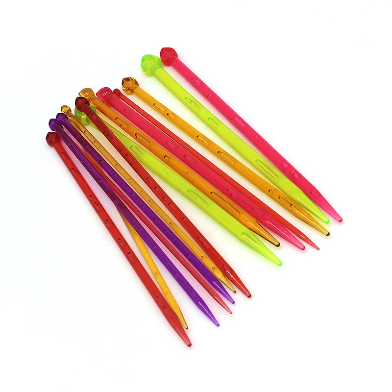 Single Point Straight Knitting Needle, Plastic Knitted Needlework, Acrylic Crystal Needles for Sweater, 14Pcs