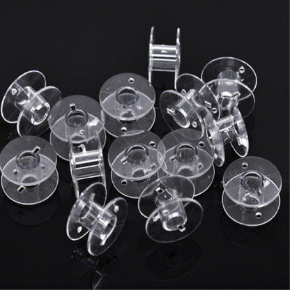 25Pcs Empty Bobbins Sewing Machine Spools Clear Plastic with Case Storage Box