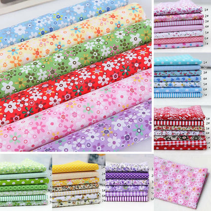 7Pcs 25*25cm Colourful Cotton Fabric Cloth Sewing Patchwork Assorted Pre Cut Fat Quarters Bundle DIY Handmade Craft Material