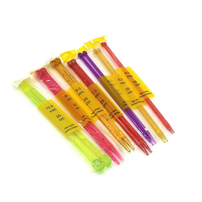 Single Point Straight Knitting Needle, Plastic Knitted Needlework, Acrylic Crystal Needles for Sweater, 14Pcs