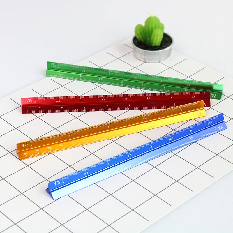 TUTU high quality colorful 15cm aluminum triangular scale ruler aluminum 1:20 - 1:600 alloy metal scale