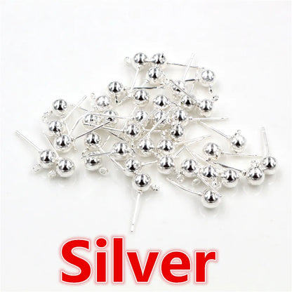 50pcs/lot 3/4/5mm 6 Colors Pin Findings Stud Earring Basic Pins Stoppers Connector For DIY Jewelry Making Accessories Supplies