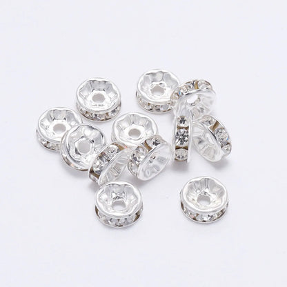 10mm 50/100pcs Gold Color Rhinestone Rondelles Crystal Bead Loose Spacer Beads for DIY Jewelry Making Accessories Supplies