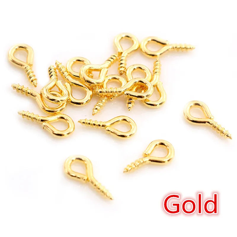 200pcs Small Tiny Mini Eye Pins Eyepins Hooks Eyelets Screw Threaded Stainless Steel Clasps Hook Jewelry Findings For Making DIY