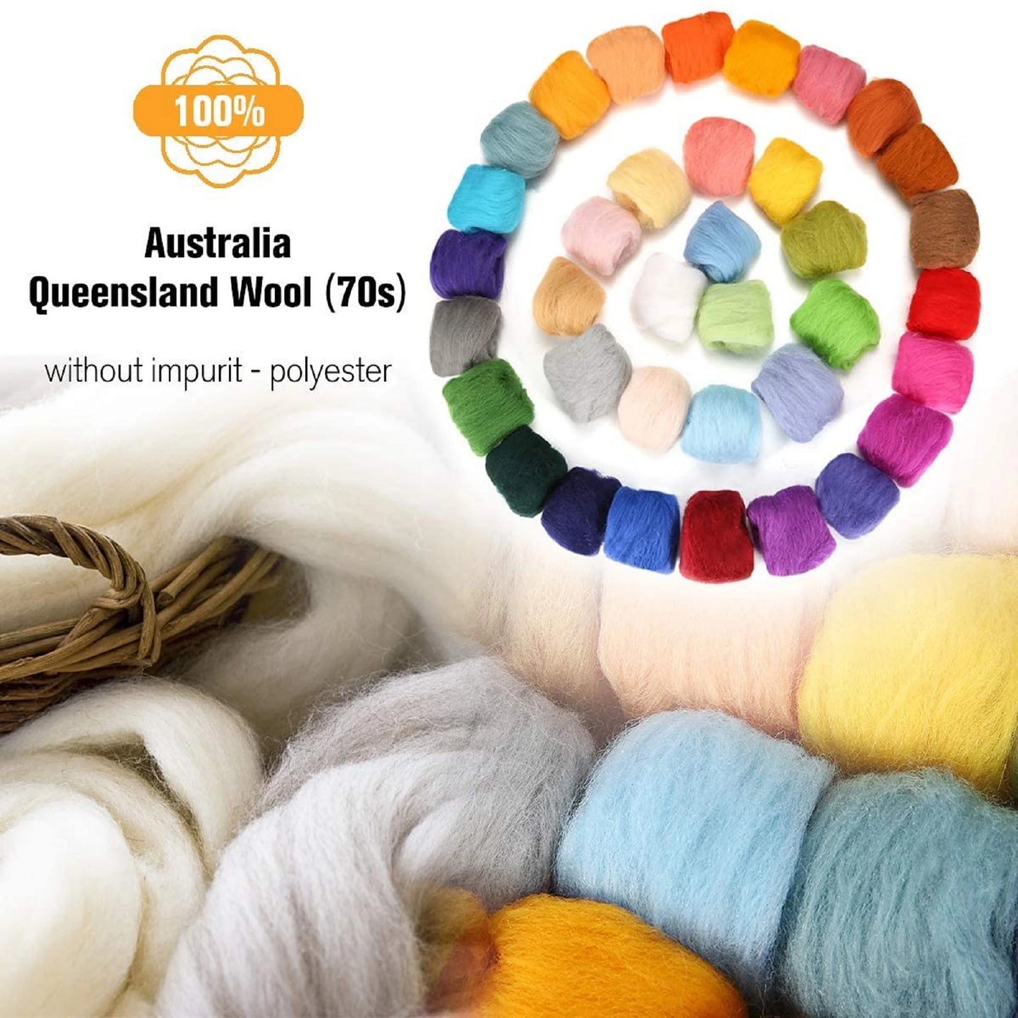 Blended Wool Roving 50g 24 Type Merino Mixed Fiber Hand Dyed Wool Top Art Wet Felting Supplies Needle Felting DIY Wool Roving